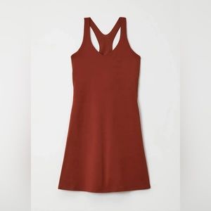 Girlfriend collective mahogany Lola v-neck exercise dress size medium bra shorts
